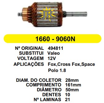 9060 IND. PART. VALEO GOL/FOX/CROSFOX/SPACE 12V C161 D50 10D