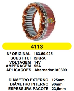 4113 EST. ISKRA E125 I90 55A L23.5 55A 12V