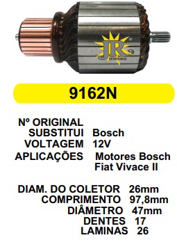 9162 IND. PART. BOSCH FIAT MOD VIVACE MAIOR 12V C97.8 D47 17D JR
