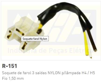 R151 SOQUETE FAROL P/LAMPADA H4/H5 C/FIO