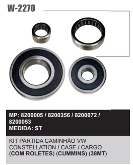 W2270ST -KIT ROL.PART.DELCO CAM.VW CUMMINS/CARGO/CASE 38MT