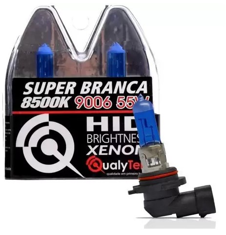 KIT LAMPADA HB4 12V 55W (9006) SUPER BRANCA QUALYTEN 