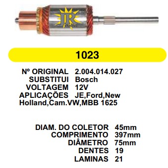 1023 IND. PART. BOSCH JE 12V C397 D75 19D