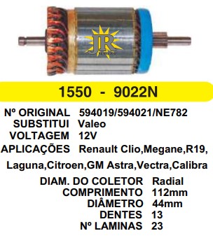 9022/800019 IND. PART. VALEO GM/RENAULT RADIAL 12V C112 D44 13D HS