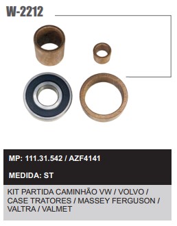 W2212ST -KIT BUCHA PART.ISKRA CAMINH.VW/VOLVO/MF C/RED