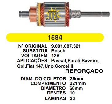 1584 IND. PART. BOSCH 1.6 PASSAT REFORCADO 12V C221 D60 10D