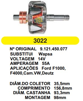 3022 ROTOR WAPSA F1000/F4000 14V C156.8 D93.3 S/V