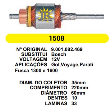 1508 IND. PART. BOSCH GOL/VOIAGE/PARATI 1.3/1.6 12V C220 D60 10D