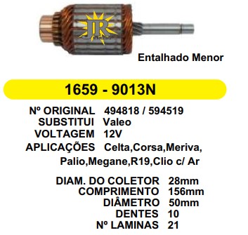 9013 IND. PART. VALEO CELTA/PALIO/MEGANE 12V C155,5 D50 10D ENT. MENOR