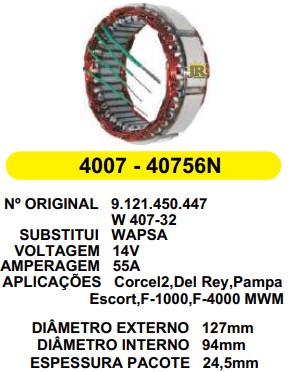 4007 EST. WAPSA E127 I94 CORCEL II/PAMPA  55A 12V