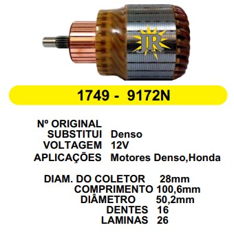9172 IND. PART. DENSO HONDA CIVIC/CITY/HRV/CRV 12V C100.6 D50.2 16D JR