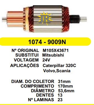 9009 IND. PART. MITSUBISHI CATERPILLAR 320 24V C170 D53.6 13D JR