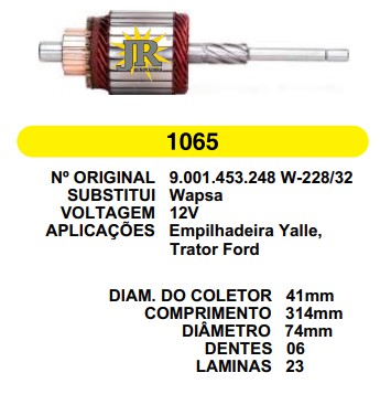 1065 IND. PART. WAPSA EMPILH. YALLE EIXO FINO FIO 07 12V C314 D74 6D