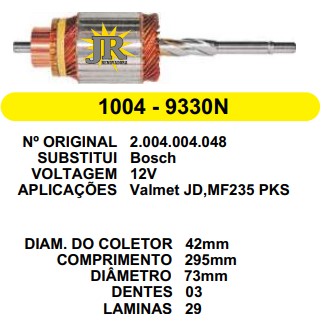 1004 IND. PART. BOSCH VALMET 12V C295 D73 3D