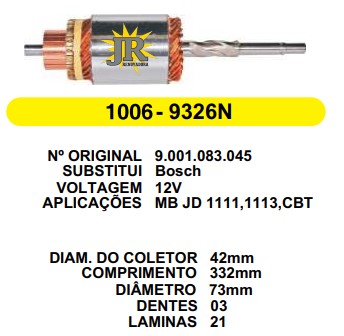 1006 IND. PART. BOSCH JD 12V C332 D73 3D