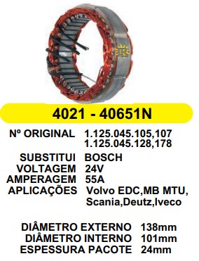 4021 EST. BOSCH E138 I101 VOLVO EDC 55A 24V