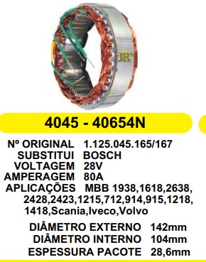 4045 EST. BOSCH E142 I104 SCANIA/MB1938 80A 24V