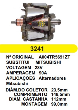 3241 ROTOR MITSUBISHI 90A 28V C148.5 D112 C/V