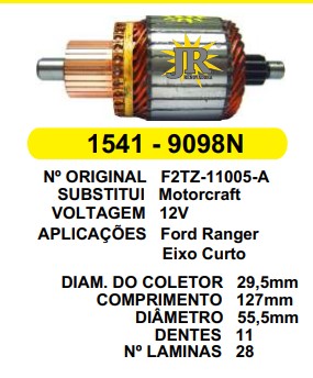 9098 IND. PART. MOTORCRAFT RANGER EIXO CURTO 12V C127 D55.5 11D JR