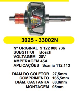 3025 ROTOR BOSCH 112 28V C165.5 D88.8 S/V