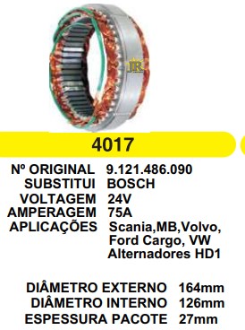 4017 EST. BOSCH E164 I126 HD1 75A 24V