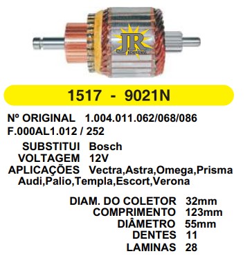 9021 IND. PART. BOSCH VECTRA 12V C123 D55 11D JR