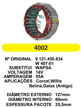 4002 EST. WAPSA E127 I89 CORCEL 40A 12V