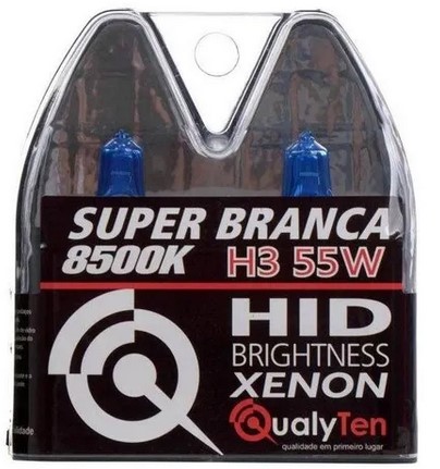 KIT LAMPADA H3 12V 55W SUPER BRANCA QUALYTEN 