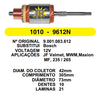 1010 IND. PART. BOSCH VALMET MODERNO 12V C305 D73 10D