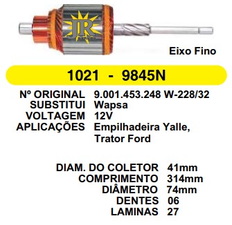 1021 IND. PART. WAPSA EMPILH.YALLE EIXO FINO FIO10 12V C314 D74 6D