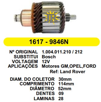 9846 IND. PART. BOSCH LAND ROVER C114 D52 12V 9D JR