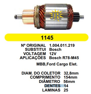 1145 IND. PART. BOSCH MB/CARGO ELET. 12V C154 D56 14D 