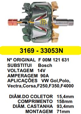 3169 ROTOR BOSCH GOL/POLO/CORSA/VECTRA 12V C158 D93.4 C/V