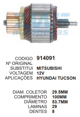 9128/914091 IND. PART. VALEO TUCSON/ELANTRA/SANTA FE 12V C100 D53.5 8D ZWF