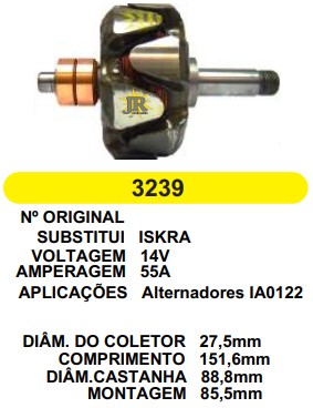 3239 ROTOR ISKRA IA0122 55A 14V C151.6 D88.8 S/V