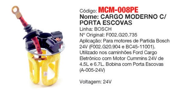 MCM008PE NV BOBINA BOSCH CARGO MOD.C/PE 24V NOVA