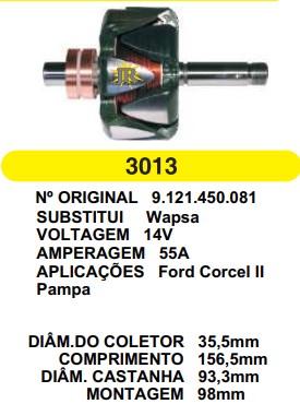 3013 ROTOR WAPSA CORCEL II/PAMPA 55A 14V C156.5 D93.3 S/V