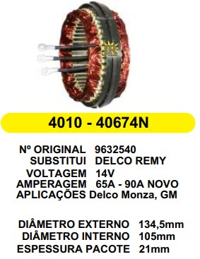 4010 EST. DELCO E134.5 I105 MONZA 65A 12V 