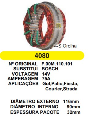 4080 EST. BOSCH E116 I90 GOL MI 75A 12V