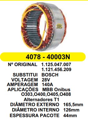 4078 EST. BOSCH E165.5 I126 T1 140A 24V