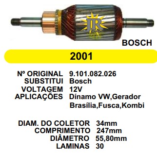 2001 IND. GERADOR BOSCH VW 12V