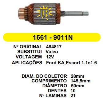 9011 IND. PART. VALEO FORD KA/ESCORT C145.5 D50 12V 10D 