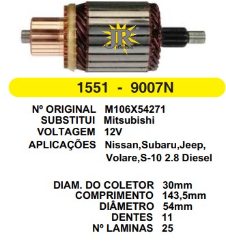 9007 IND. PART. MITSUBISHI NISSAN PATHFINDER 12V C143.5 D54 