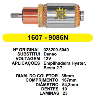 9086 IND. PART. DENSO EMPILHADEIRA HYSTER/BESTA 2.7 12V C167 D54.3 19D 