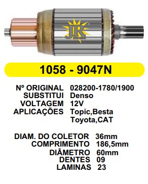 9047 IND. PART. DENSO BESTA/TOPIC/TOYOTA 12V C186.5 D60 9D 