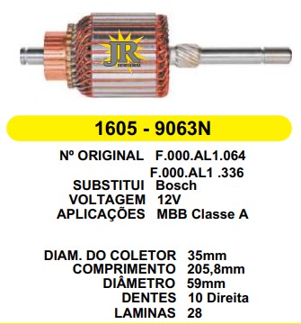 1605 IND. PART. BOSCH MBB CLASSE A 12V C205.8 D59 10D DIR