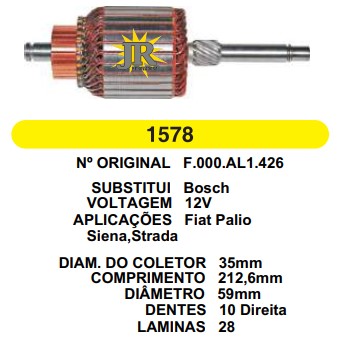 1578 IND. PART. BOSCH FIAT STRADA/CORSA/PALIO 12V C212.6 D59 10D 