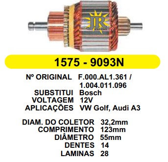1575 IND. PART. BOSCH GOLF/AUDIO A3/POLO 12V C123 D55 14D 