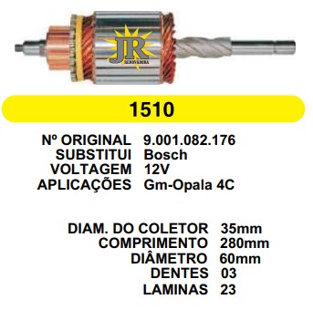 1510 IND. PART. BOSCH OPALA 12V C280 D60 3D