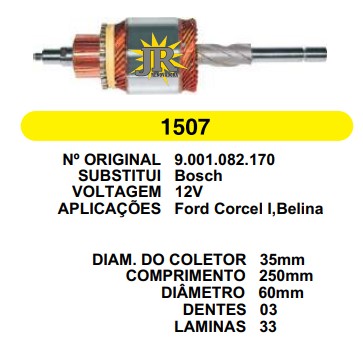 1507 IND. PART. BOSCH CORCEL 12V C250 D60 3D